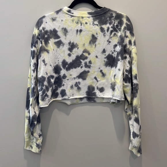 Garage Cropped Tie Dye Crew Neck, Size XL, Yellow Grey and While, EUC - Picture 2 of 4